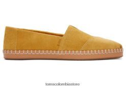 mujer abrigo de piel de alpargata Toms LF64T850 zapatos ante ámbar dorado