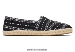 mujer alpargata alpargata gruesa de cuerda tejida global Toms LF64T8149 zapatos tejido negro