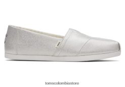 mujer alpargata brillante Toms LF64T8113 zapatos plata