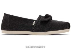 mujer alpargata brillante Toms LF64T897 zapatos brillo negro