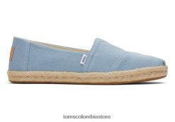 mujer alpargata cuerda denim lavado alpargata Toms LF64T8148 zapatos denim lavado azul pastel