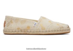 mujer alpargata de cuerda de alpargata Toms LF64T8173 zapatos piñas de lámina de oro