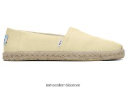 mujer alpargata eco cuerda alpargata Toms LF64T8161 zapatos tejido con textura de limón pálido