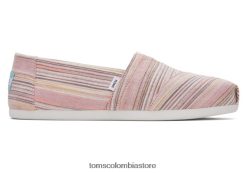 mujer alpargata eco rayas algodon reciclado Toms LF64T829 zapatos raya suave rosa pastel