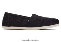 mujer alpargata encaje geométrico Toms LF64T8121 zapatos encaje geométrico negro