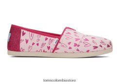 mujer alpargata foil corazones Toms LF64T861 zapatos corazones rosas