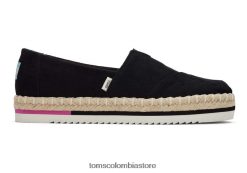 mujer alpargata plataforma Toms LF64T8175 zapatos negro