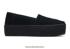 mujer alpargata plataforma valencia Toms LF64T8169 zapatos ante negro
