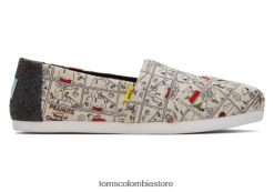 mujer alpargata snoopy/woodstock Toms LF64T867 zapatos natural cómico