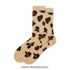 mujer calcetines de la tripulación Toms LF64T8356 accesorios leopardo beige