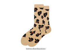 mujer calcetines de la tripulación Toms LF64T8356 accesorios leopardo beige