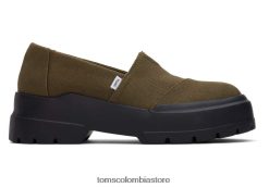mujer combate bajo Toms LF64T8276 zapatos oliva oscuro