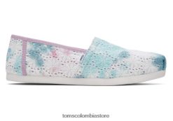 mujer ojales florales de alpargata Toms LF64T831 zapatos ojales florales tie dye lila malva