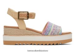 mujer sandalia con cuña diana Toms LF64T8203 zapatos diamante natural tejido global