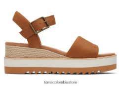 mujer sandalia diana de piel con cuña Toms LF64T8200 zapatos cuero marrón