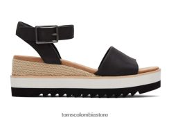 mujer sandalia diana de piel con cuña Toms LF64T8202 zapatos cuero negro