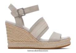 mujer sandalia madelyn con cuña Toms LF64T8220 zapatos lona gris guijarro