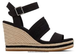 mujer sandalia madelyn con cuña Toms LF64T8221 zapatos lienzo negro