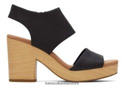 mujer sandalia mallorca plataforma piel Toms LF64T8212 zapatos cuero negro
