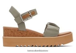 mujer sandalias diana con cuña tejida fruncida Toms LF64T8198 zapatos gris vetiver tejido fruncido