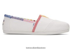 mujer unidad de alpargata Toms LF64T820 zapatos lienzo arcoiris blanco