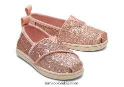 niños alpargata con purpurina Toms LF64T8526 zapatos oro rosa