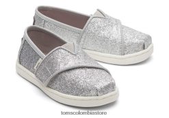 niños alpargata con purpurina Toms LF64T8528 zapatos plata iridiscente