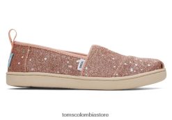 niños alpargata con purpurina Toms LF64T8557 zapatos oro rosa