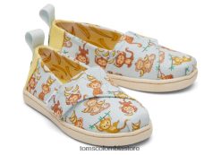 niños alpargata de mono de negocios Toms LF64T8522 zapatos azul claro