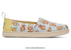niños alpargata de mono de negocios Toms LF64T8554 zapatos azul claro