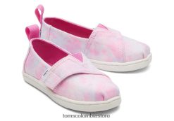 niños alpargata pequeña sarga multi tie dye Toms LF64T8503 zapatos teñido anudado rosa