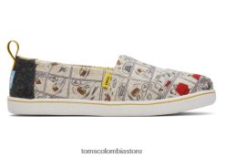 niños alpargata snoopy/woodstock Toms LF64T8552 zapatos fieltro natural