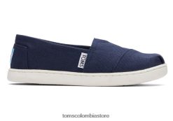 niños lienzo de alpargata Toms LF64T8543 zapatos Armada