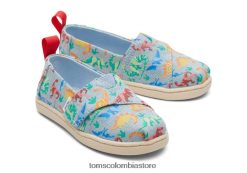 niños tiny alpargata denim lavado dinomite dinos Toms LF64T8517 zapatos mezclilla lavada
