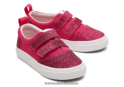 niños tiny fenix correa doble brillo iridiscente Toms LF64T8532 zapatos Rosa oscuro